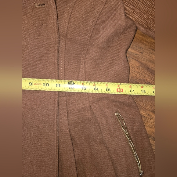 Guess Long Wool Blend Brown Buttoned Winter Women's Coat Large - Picture 9 of 10